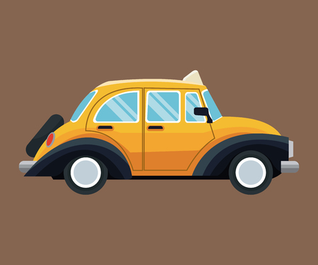 antique taxi car side view brown background vector illustration eps 10のイラスト素材