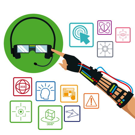 hand using wired glove headset vr technology items vector illustration eps 10のイラスト素材