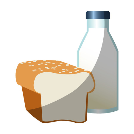 Milk bottle and bread icon. Healthy organic fresh and natural food theme. Isolated design. Vector illustrationのイラスト素材