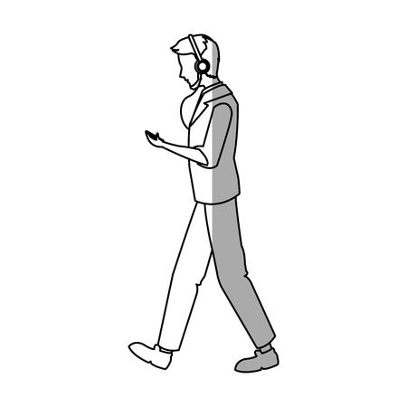 avatar boy with mp3 icon. Device gadget technology theme. Isolated design. Vector illustrationのイラスト素材