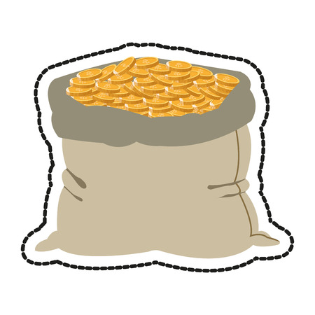 Money bag icon. Money financial item commerce market and buy theme. Isolated design. Vector illustrationのイラスト素材