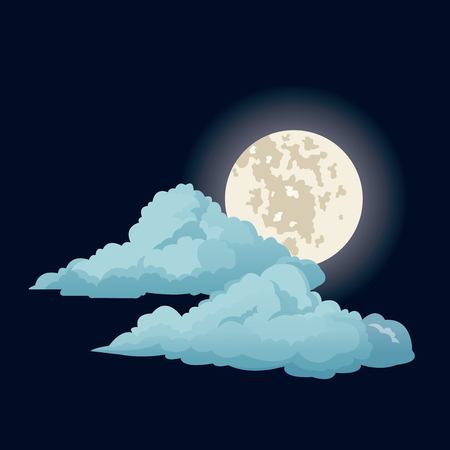 night sky moon clouds vector illustration eps 10のイラスト素材