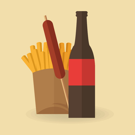French fries sausage and beer icon. Fast food urban american and menu theme. Colorful design. Vector illustrationのイラスト素材