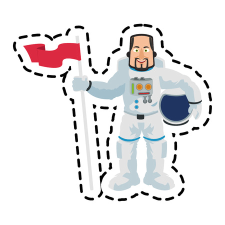 Astronaut cartoon icon. Spaceman cosmonaut pilot space and science theme. Isolated design. Vector illustrationのイラスト素材