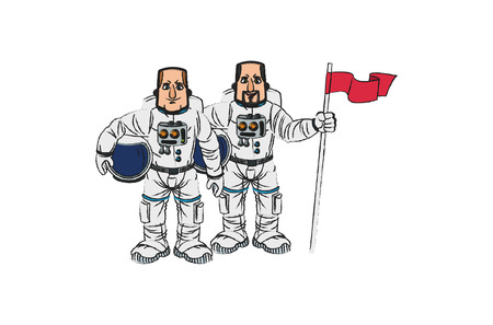 Astronaut cartoon icon. Spaceman cosmonaut pilot space and science theme. Isolated design. Vector illustrationのイラスト素材