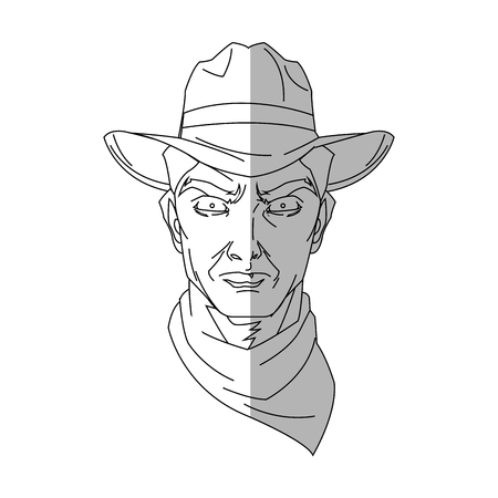 Cowboy cartoon icon. Man sheriff pop art and comic theme. Isolated design. Vector illustrationのイラスト素材