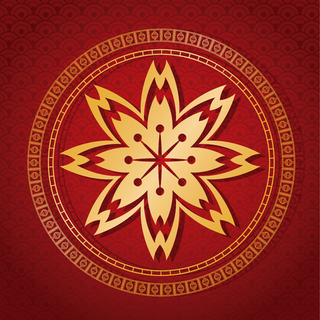 card flower golden red background vector illustion eps 10のイラスト素材