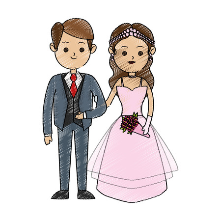 Bride and groom icon. Wedding marriage love and married design. Vector illustrationのイラスト素材