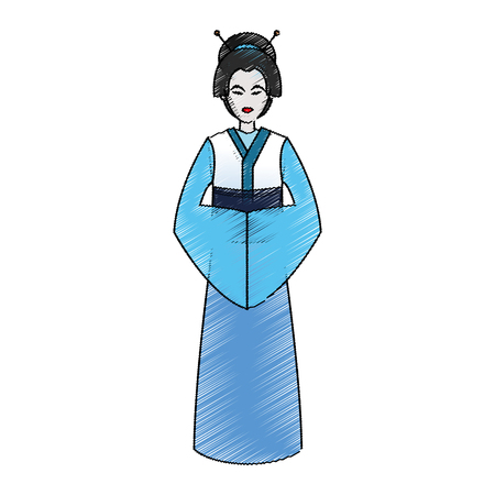 Woman icon. China cultura asia chinese theme. Isolated design. Vector illustrationのイラスト素材