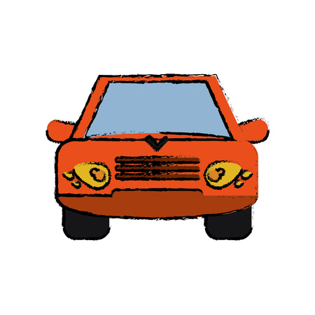 orange car vehicle transport front view sketch vector illustration eps 10のイラスト素材