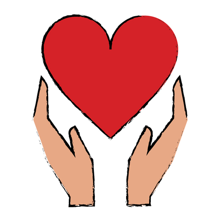 cartoon hands holds heart love care vector illustration eps 10のイラスト素材