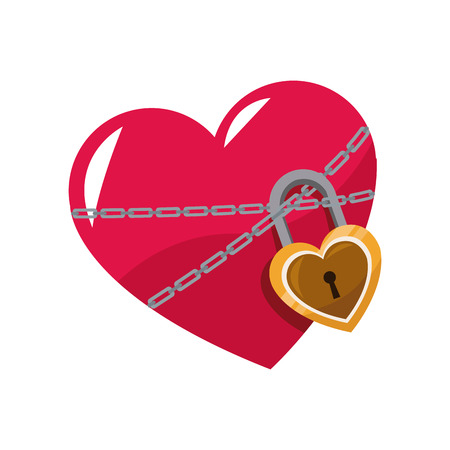 love glossy heart pink lock chainのイラスト素材