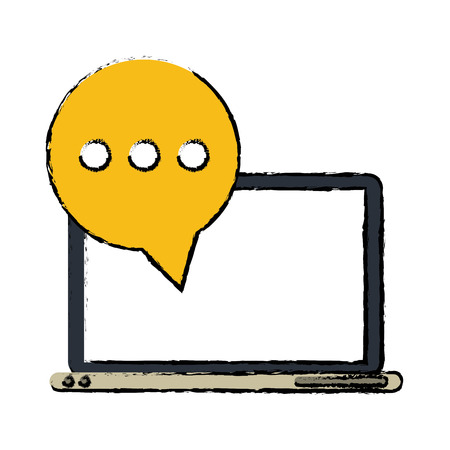 technology laptop mail bubble speech sketch vector illustration eps 10のイラスト素材