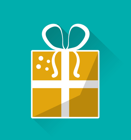 yellow gift box with bow birthday present vector illustrationのイラスト素材