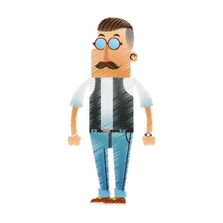 Hipster man cartoon icon. Male avatar person people and human theme. Isolated design. Vector illustrationのイラスト素材