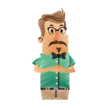 Hipster man cartoon icon. Male avatar person people and human theme. Isolated design. Vector illustrationのイラスト素材