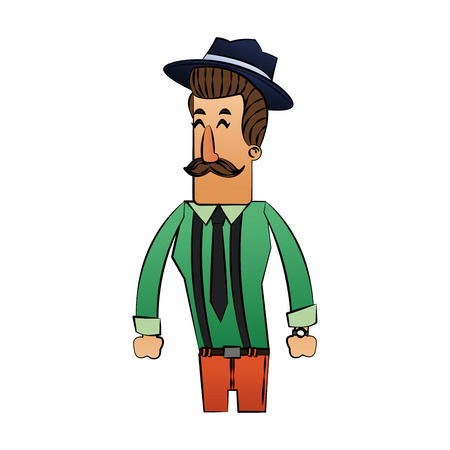 Hipster man cartoon icon. Male avatar person people and human theme. Isolated design. Vector illustrationのイラスト素材