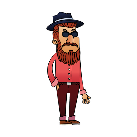 Hipster man cartoon icon. Male avatar person people and human theme. Isolated design. Vector illustrationのイラスト素材