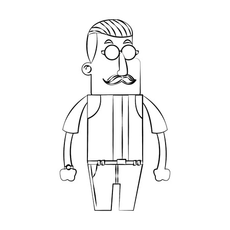 Hipster man cartoon icon. Male avatar person people and human theme. Isolated design. Vector illustrationのイラスト素材