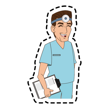 Doctor cartoon icon. Medical health care hospital and emergency theme. Isolated design. Vector illustrationのイラスト素材