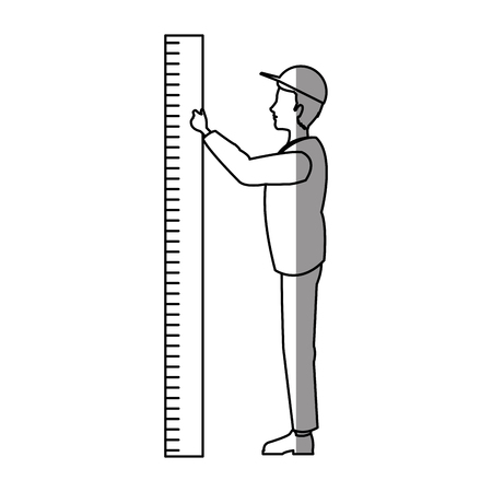 Man cartoon with ruler icon. Male avatar person people and human theme. Isolated design. Vector illustrationのイラスト素材