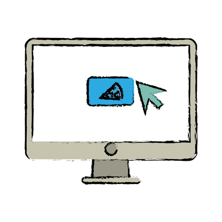 ordering food online computer sketch vector illustration eps 10のイラスト素材