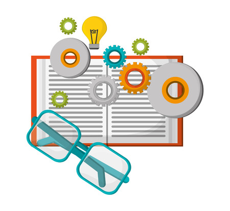 learning book glasses gear idea vector illustration eps10のイラスト素材