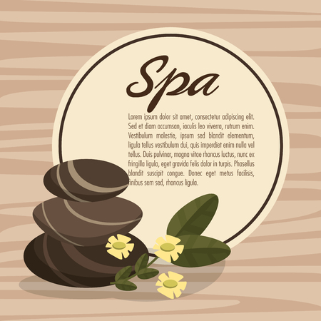 poster spa hot stone massage relax with flower wood bakcgroundのイラスト素材