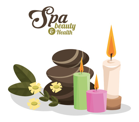 spa beauty and health hot stones scented candles vector illustrationのイラスト素材
