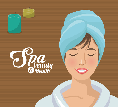 spa beauty and health woman blue towelのイラスト素材