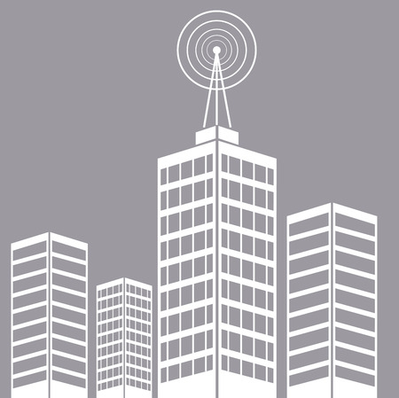 city building tower antenna transmitterのイラスト素材