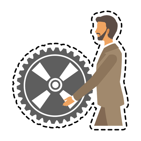 Businessman and gear icon. Management corporate job and leader theme. Isolated design. Vector illustrationのイラスト素材