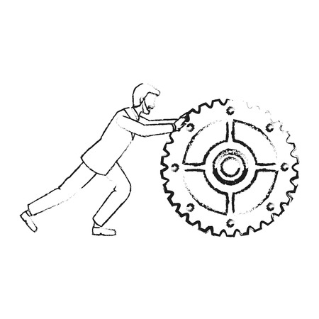 Businessman and gear icon. Management corporate job and leader theme. Isolated design. Vector illustrationのイラスト素材