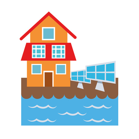 House icon. Ecology renewable and conservation theme. Colorful design. Vector illustrationのイラスト素材