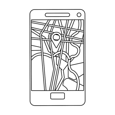 Smartphone with gps app icon. Travel navigation route and technology theme. Isolated design. Vector illustrationのイラスト素材