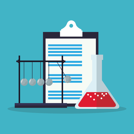 Document and flask icon. Science laboratory chemistry and research theme. Colorful design. Vector illustrationのイラスト素材