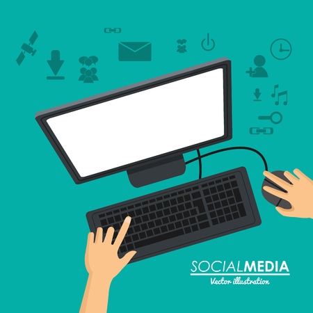 social media computer working vector illustration eps 10のイラスト素材