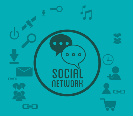 social network media icons badge green background vector illustration eps 10のイラスト素材