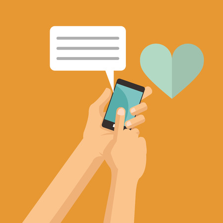hand hold mobile phone love chat message vector illustration eps 10のイラスト素材