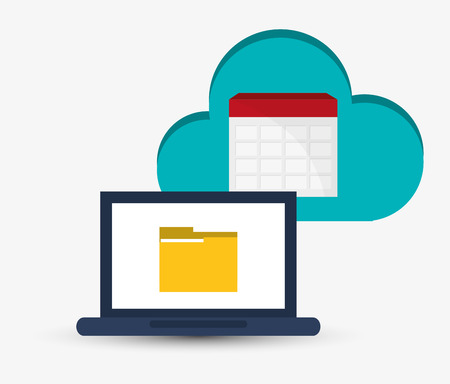 laptop folder cloud information work vector illustration eps 10のイラスト素材