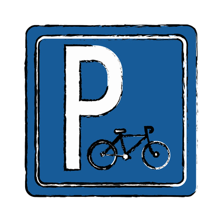 drawing bycicle road sign parking vector illustration eps 10のイラスト素材