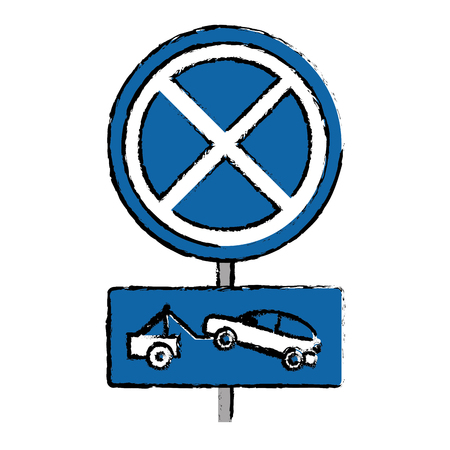 drawing no parking road sign crane car vector illustrationのイラスト素材