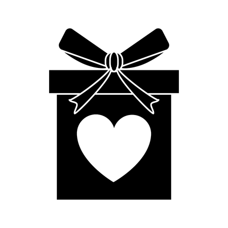 silhouette love gift box bow wrapped vector illustration eps 10のイラスト素材