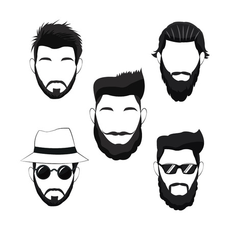 collection hipster men beard hair vector illustration eps 10のイラスト素材