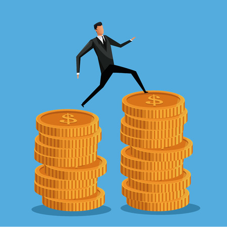 man business on coin money pile vector illustration eps 10のイラスト素材
