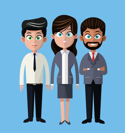 cartoon woman and men business company team vector illustration eps 10のイラスト素材