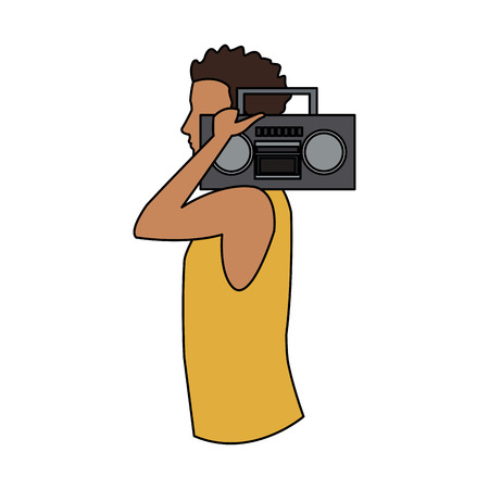 man with a boombox over white background. colorful design. vector illustrationのイラスト素材