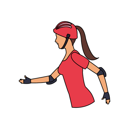 woman with safety equipment cartoon icon over white background. colorful design. vector illustrationのイラスト素材