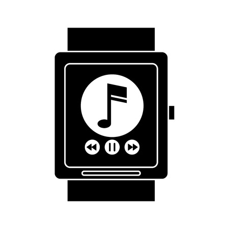 silhouette smart watch music player app technology vector illustrationのイラスト素材