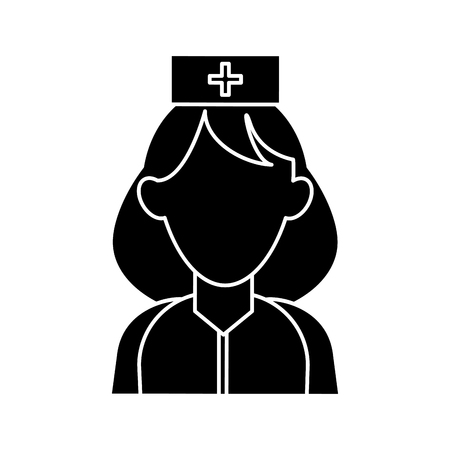 silhouette woman paramedic help urgency wearing uniform vector illustrationのイラスト素材